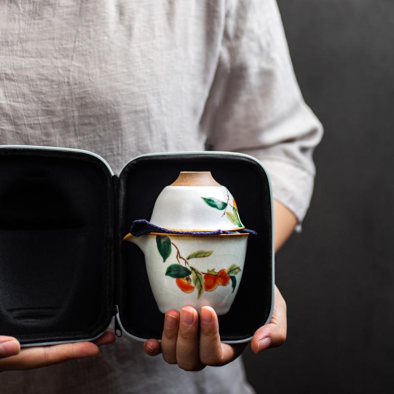 Ceramic Teapot Gaiwan with 2 Teacups Kung Fu Tea Set Drinkware