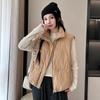 New Women's Lightweight Sleeveless Jacket Stand-up Collar Solid Color Thickened Warm Sports and Leisure Loose Lantern Core Cotton Jacket