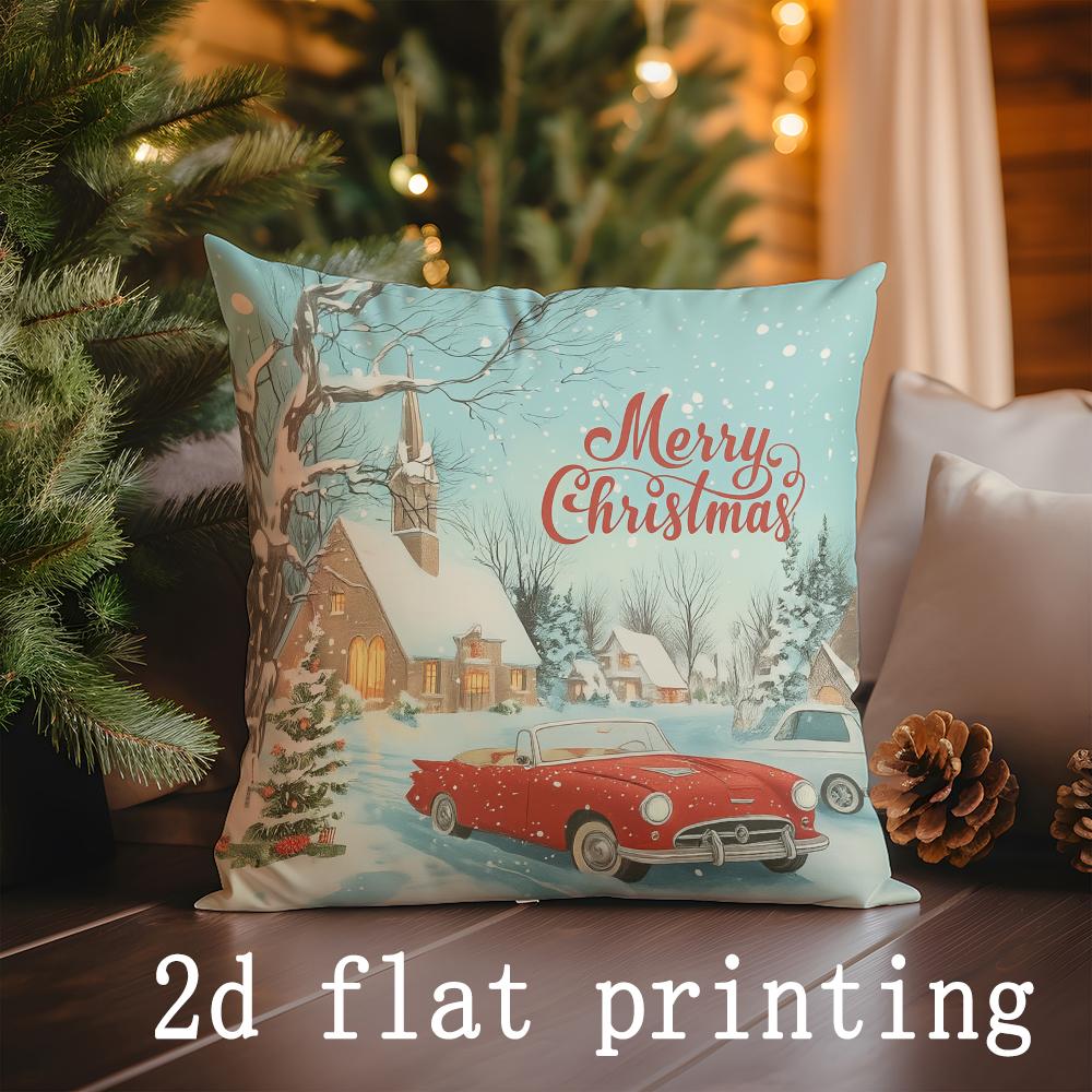 Home Decor Christmas Themed Santa & Snowman Pillow Covers Pattern Cushion Cover Suitable for Sofa Bedroom Car Pillow Cover