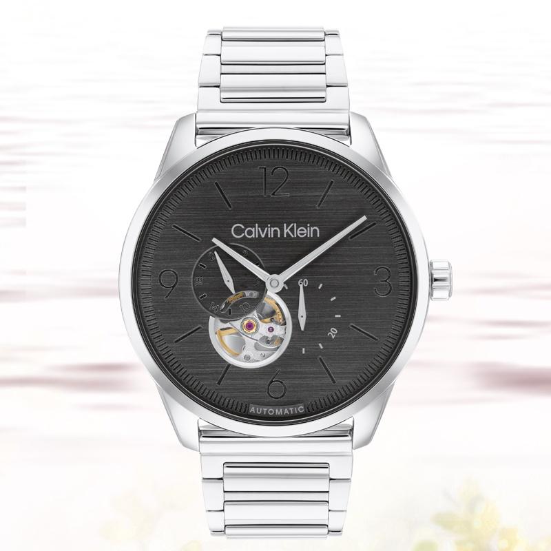 Calvin Klein Dynamic Series Watch Automatic Mechanical Movement Steel Strap 44mm Bla Dial Men's Watch Waterproof 25200387