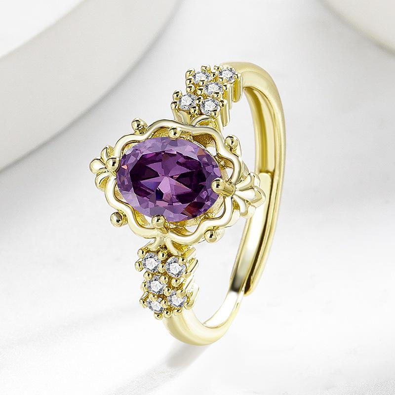 Exquisite Amethyst & Copper Zircon Ring - Southeast Asian Fashion Bestseller