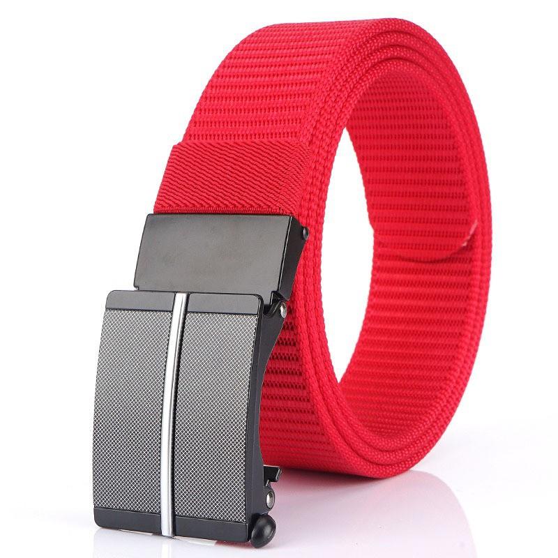2020 3.5CM Automatic Buckle Casual All-matching Jeans Inner Belt True Nylon Durable Light 120cm красный