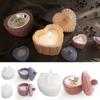 Heart-Shaped Stripe With Cover Candle Cup Silicone Molds DIY Cement Plaster Storage Jar Pottery Mould Concrete Art Making Decor