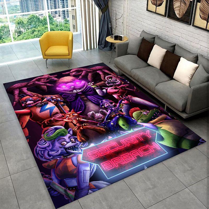 Horror Game F-FNAF Freddy Non-Slip Area Rug for Living Room,Bedroom,Playroom,Soft Carpet Floor Mat Home Decor Rug Kids Room