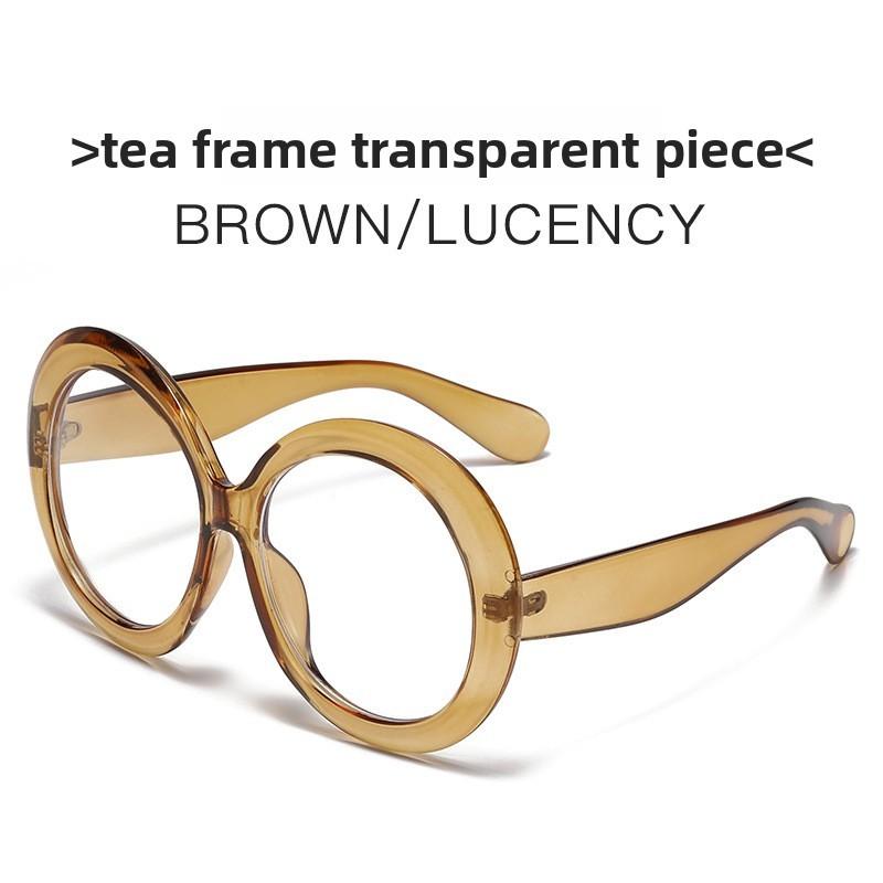 

Classic Round Fashion Sunglasses With Uv400 Protection For Outdoor Travel And Parties TeaTransparentLens