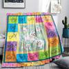 1Pc Colorful Dog Puzzle Print Flannel Blanket High Quality Warm Comfortable Cover for All Seasons Perfect for Gifts Home Decor