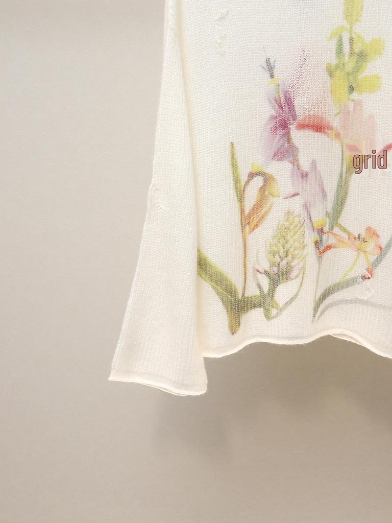 High-End Women's French Style One-Shoulder Embroidered Knit Sweater - Autumn Collection