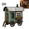 Miniature Campingvogn Mindegave Vintage Mini Statue, Harpiks Retro Campingvogn Hus Figur, Bondegård Indendørs Udendørs Skrivebords Accenter Stil Ornament til Bordplade