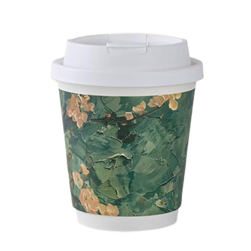 Huawensen 10oz Disposable Coffee Paper Cups with Lids