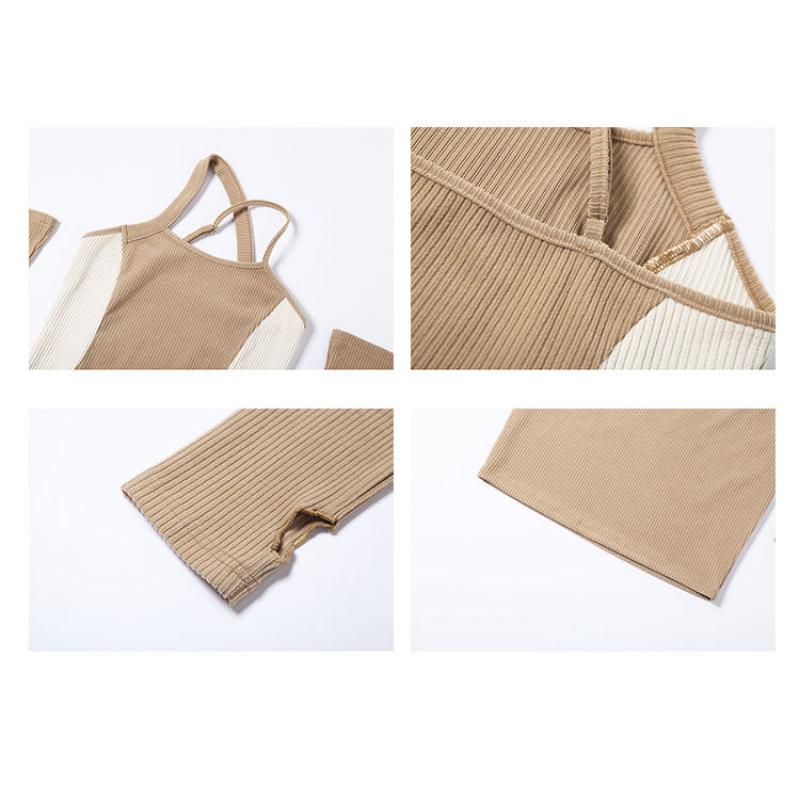 Sexy Pure Sexy Dress Sweet and Spicy Retro Contrast Color Hanging Neck Dress Show Waist Slimming Skirt Sexy Open Shoulder Wrap Hip Skirt