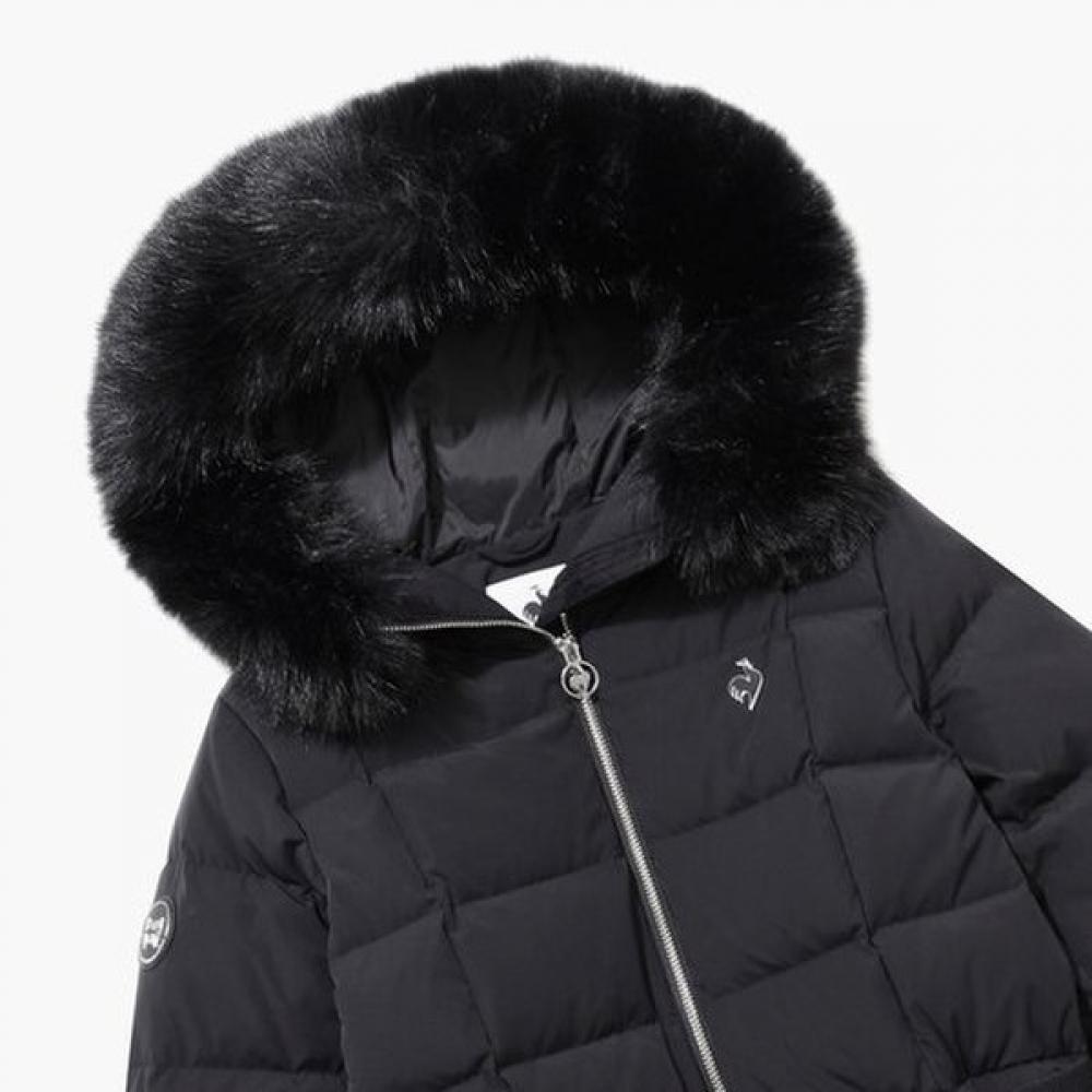 Le Coq Sportif Women Mink Fur Goose Long Down Black Qp422odjn2