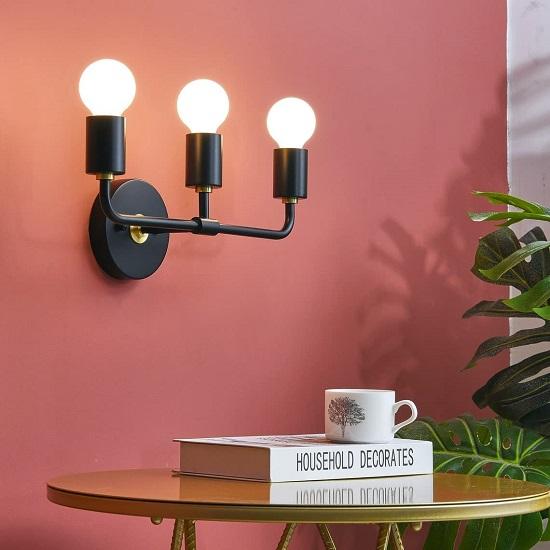 Nautical Antique Three Light Wall Sconce| Black Brass Wall Hanging Light | Mid Century Modern Lighting