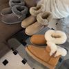Wool~ 2025 women's winter fur integrated horn buckle short boots cotton shoes non-slip warm thick-soled snow boots