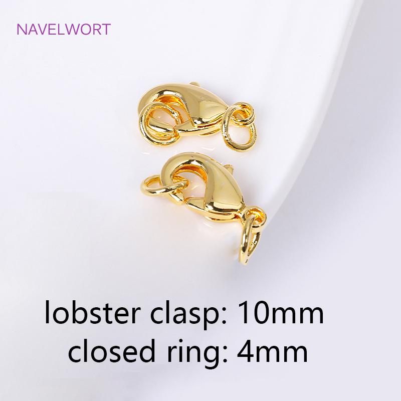 10/12mm 18K Gold Plated Brass Lobster Clasp With Closed Ring,Clasp For Jewellery,Lobster Clasp Connector,Accessories For Jewelry