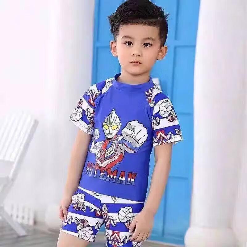 Boys' Cartoon Character Swimsuit Set with Hat