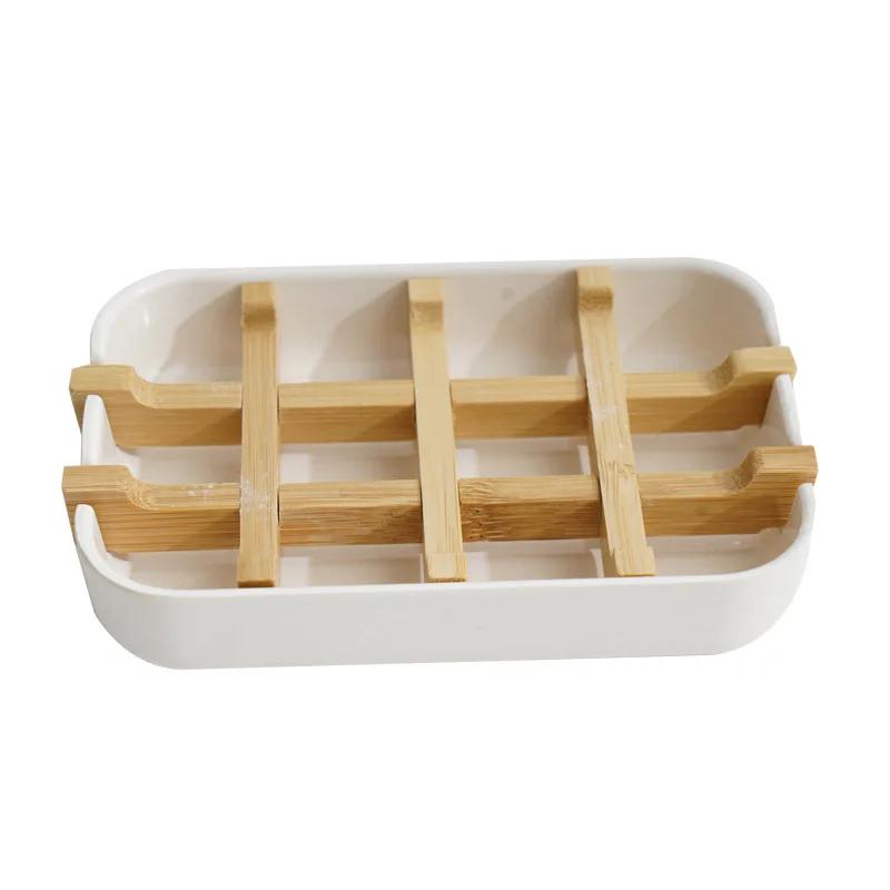 Bamboo Soap Bamboo Eco-friendly Portable Filter water Soap Dish with Handcrafted Wooden Holder and Tray for Bathroom Storage белый