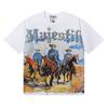 Tricou Majestik Western Schelet Cowboy Grafic pentru Bărbați și Femei, Tricou Streetwear Spălat Vintage