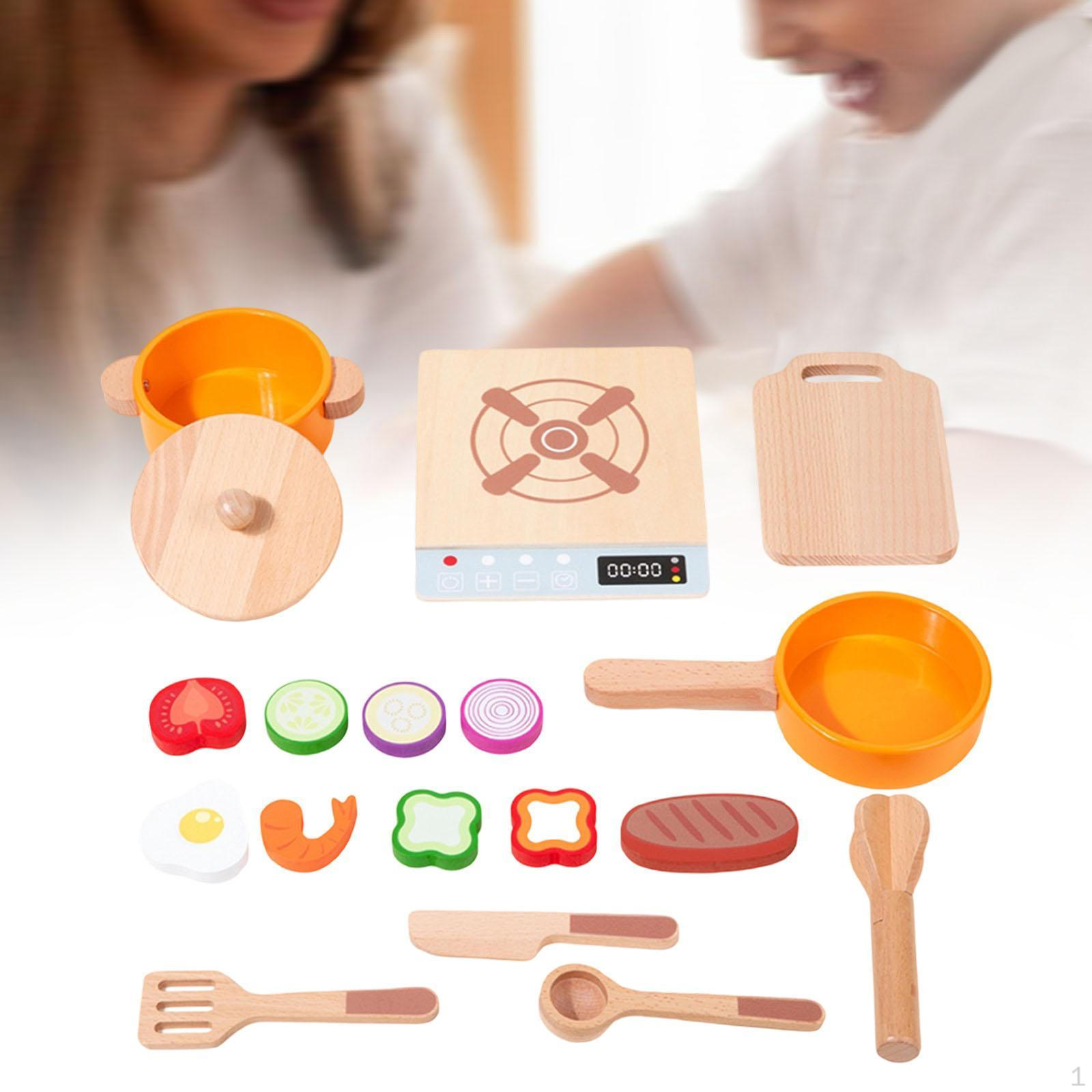

Kitchen Playset Toy with Cookware Role Play Educational Pretend Cooking Pots and Pans for