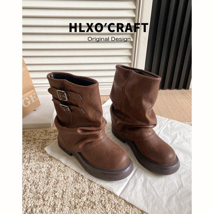 

[youshilai] This year s popular short boots 2025 autumn black trouser boots thick-soled foreign-style small short boots 40