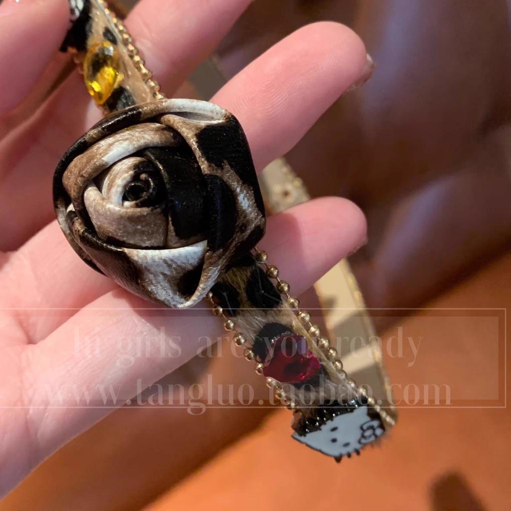 Sweet And Spicy Bud Choker Collar Female Coffee Leopard Print Autumn And Winter Plush Collarbone Chain Female Versatile Subculture Neck Chain Tide