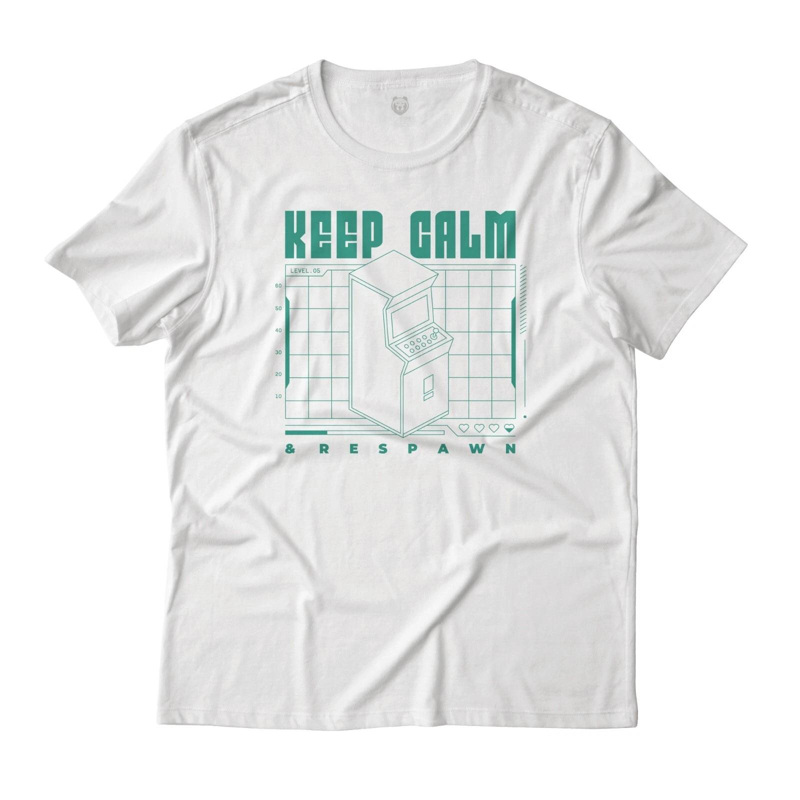 

Keep Calm and Respawn Arcade Gaming Graphic T-T-Shirt Unisex Lightweight Cotton L