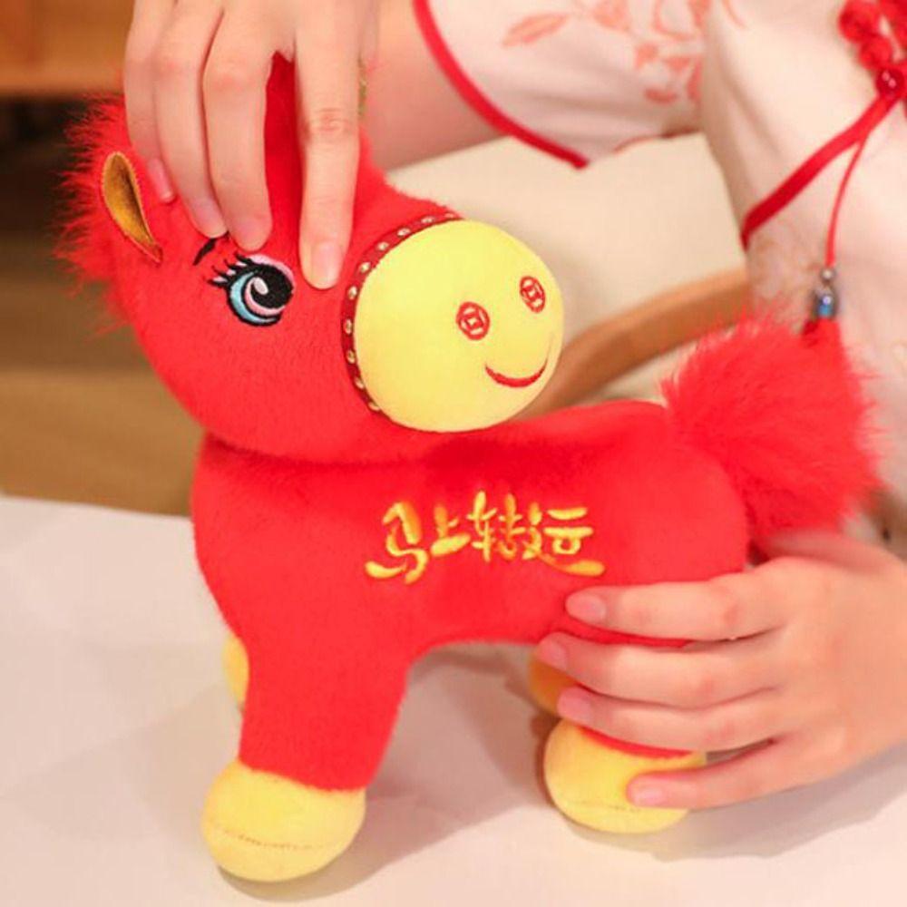 PP Cotton Filling Plush Horse Toys Stuffed Zodiac Horse Doll Kawaii Horse Year Mascot  College Dorm