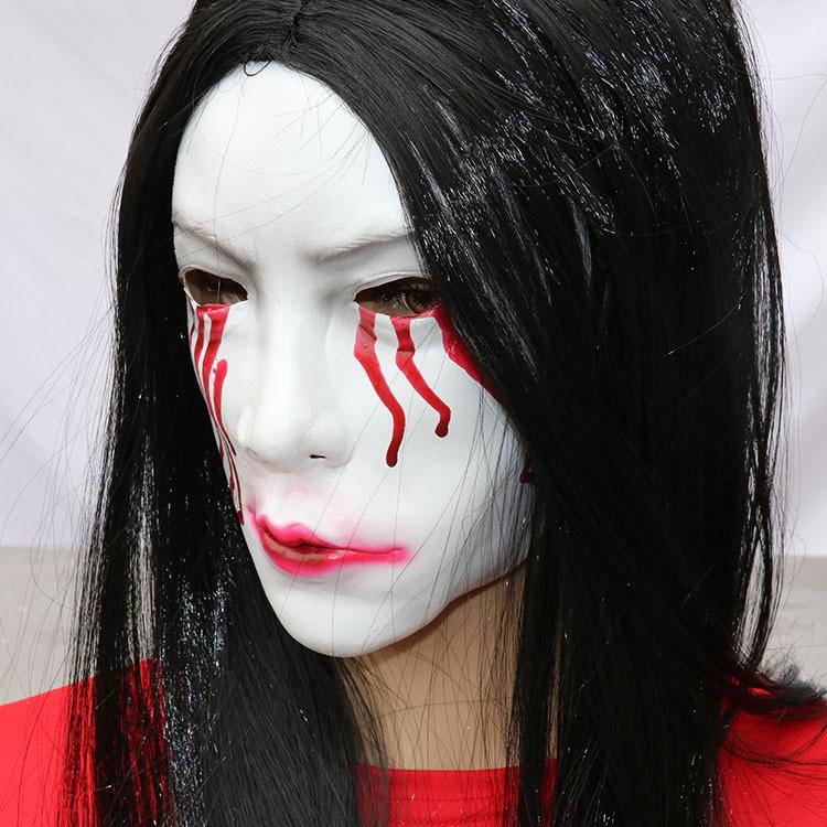 Bleeding Eye Sadako Mask Wig Cosplay Ghost Halloween Party Stage Performance
