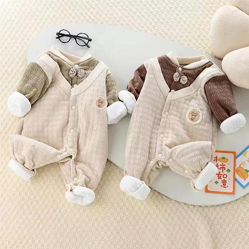 Baby Gentleman Onesie - Warm Cotton-Padded Autumn/Winter Outfit for Infants