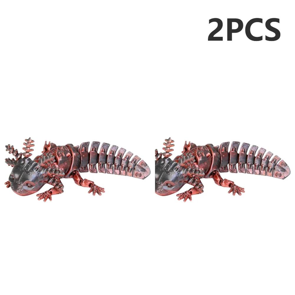 2pcs 3D Printed Axolotl Desk Toy Collectible Articulated Figurine Desk Toy Articulated Axolotl Stress Relief Home Desktop Decor