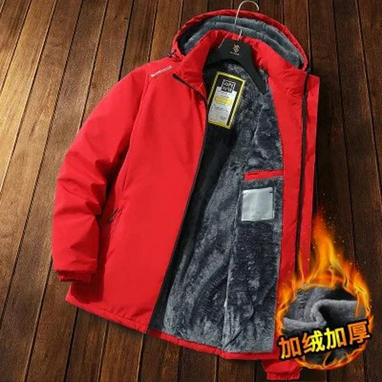 Men's Winter Hooded Windproof Cotton Jacket - Thick Fleece Lined Warm Coat for Autumn/Winter