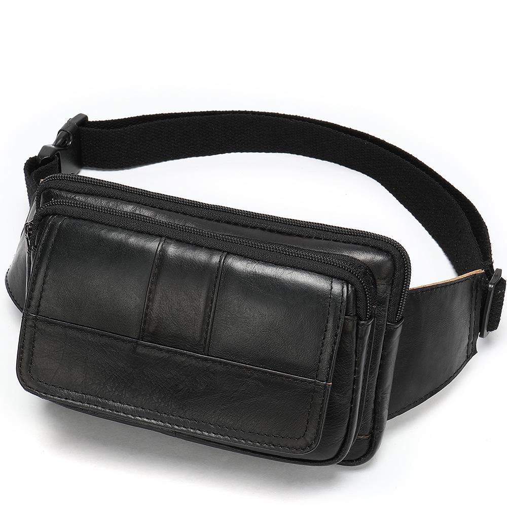 Men's Retro Genuine Leather Crossbody Chest Bag, Top Layer Cowhide Waist Bag