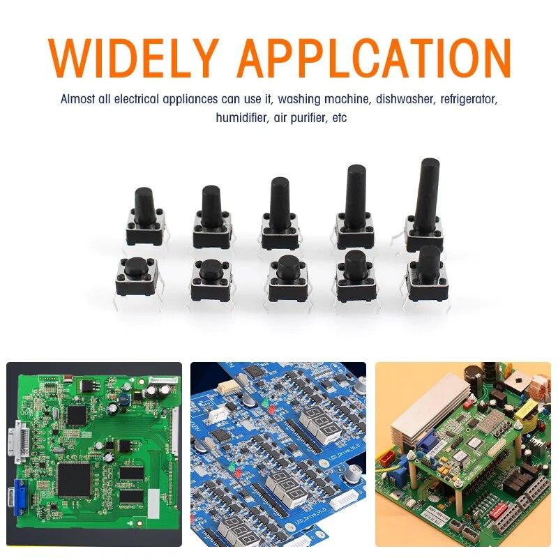 200PCS  6*6 Tact Push Button Switch TV Toys Home Use Button 6x6x4.3/5/6/7/8/9/10/12/14/16MM DIP Switch Tactile Push Button Kit