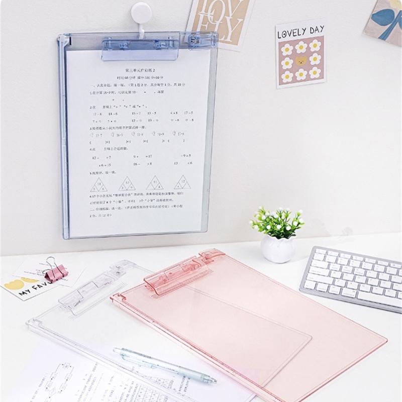 Acrylic Clipboard with Measuring Scale and Pen Clip 12.8x9In Standing Desk Clipboard Conference Writing Board for Office