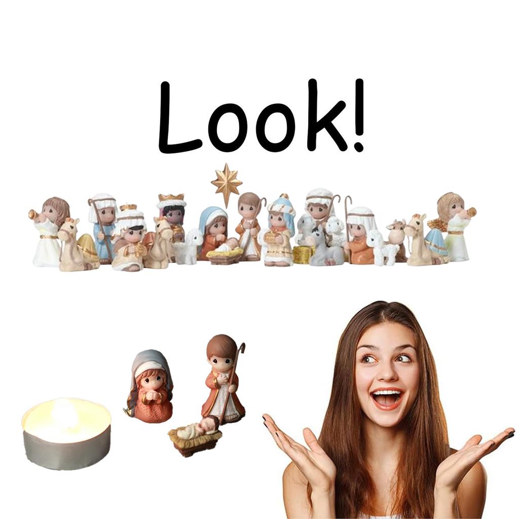 Resin Horse Life Characters Sheep And Horse Birth Scene Set