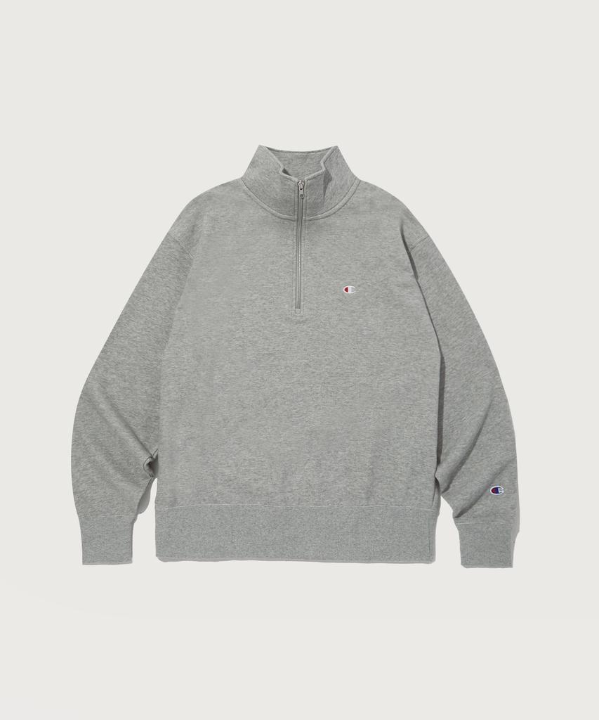 CHAMPION C-Logo French Terry Half Zip Sweatshirt Normal Grey