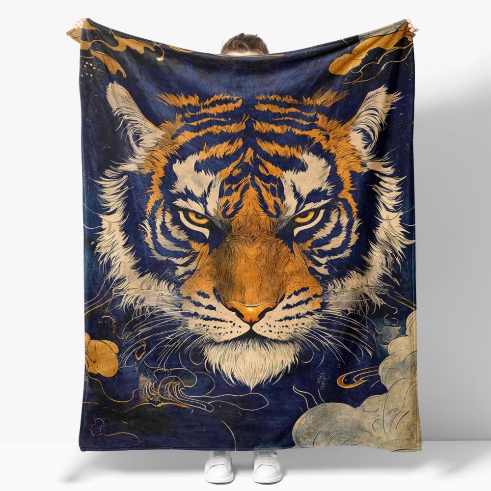 Fierce and Warm Tiger Flannel Blanket for Sofa Powerful and cool Throw Blankets For Bed Perfect Gift
