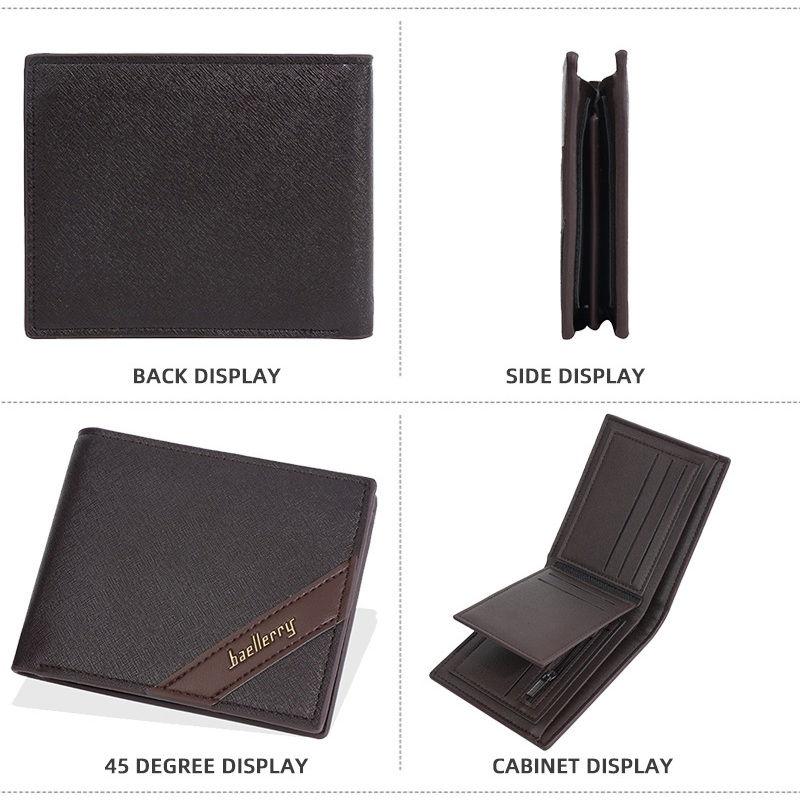 Baellerry RFID Anti Theft Protection Card Holder for Men Vintage Design Short Tri-fold Wallets Business Fashion Purse