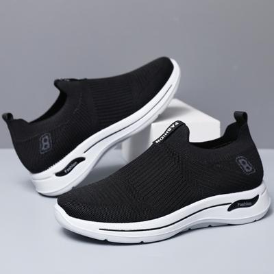 Spring and Autumn Versatile Ultra Light Men's Shoes One Pedal Flying Weaving Mesh Casual Shoes Lightweight Non-slip Socks Men's Lazy Shoes