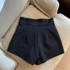 Trendy White Women’s Suit Shorts High-waisted A-line Trousers – Versatile Slimming Straight-leg Casual Wide-leg Trousers for Summer