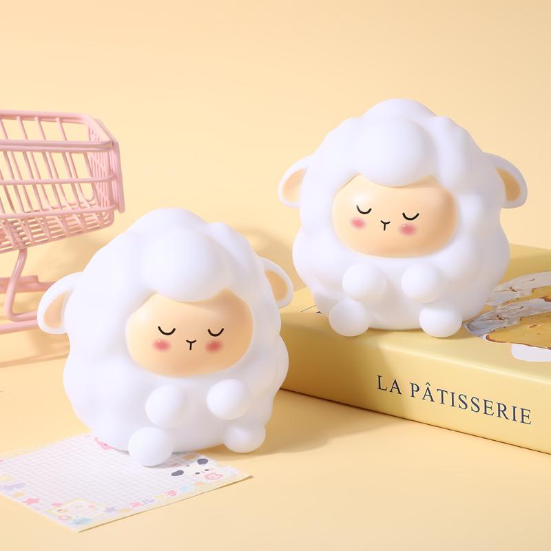 Cartoon Sheep Silicone Tap Recharge Night Light Soft Bedside Sleep Lamp Kids Room Decor Gift Desk Lamp 1Pc