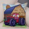 Pillowcase Happy Camper Cartoon House Travel Car Cushion Cover Sofa Home Super Soft