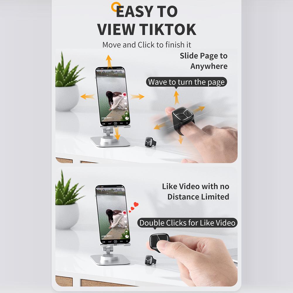 Wireless Photo Turn Page Remote Controller Bluetooth 5.3 Mini Finger Remote Control with Indicator for Tiktok Video Browsing