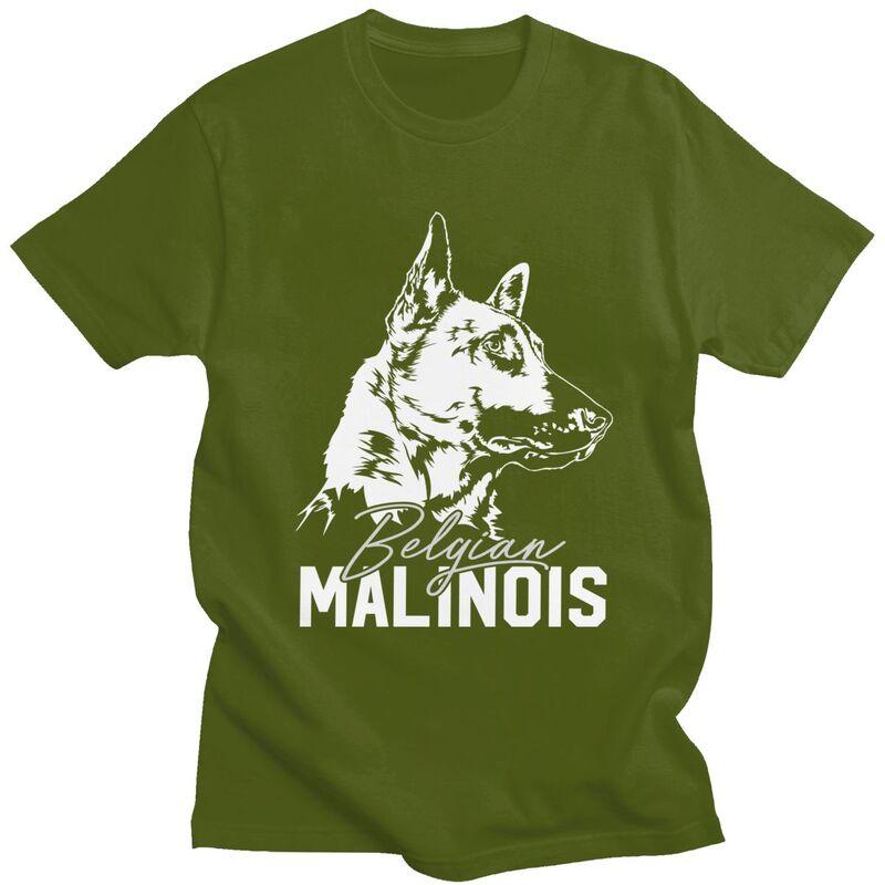 Custom Male Belgian Malinois Dog T Shirts Short Sleeves Cotton Tshirt Casual Mechelaar Shepherd Dog Tee Slim Fit Clothes