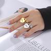 Punk Women Stainless Steel Rings Custom Name Ring Personalized Engraved Love Heart Pendant Ring Geometry Jewelry Christmas Gifts
