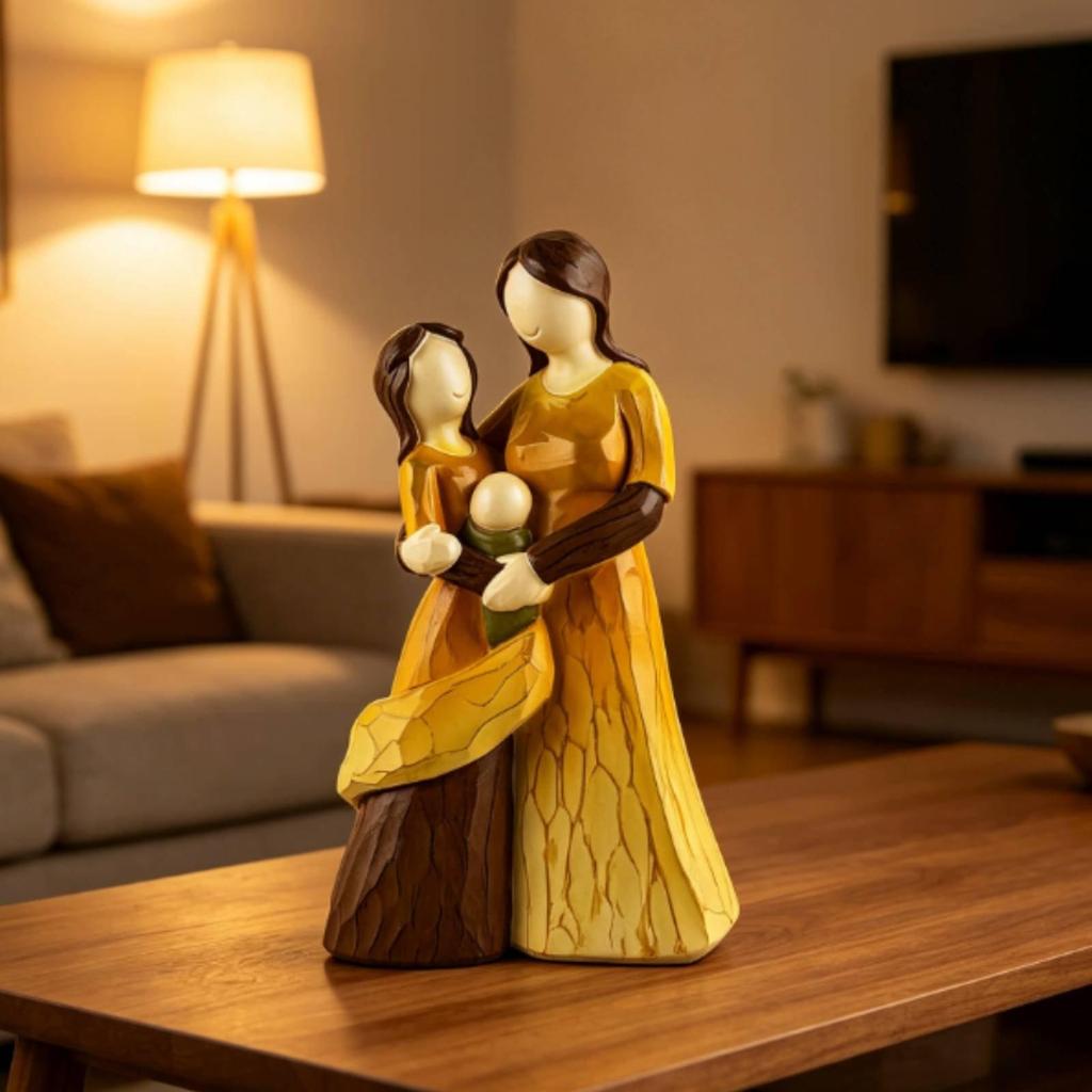Family of 3 Statue Gift Idea Faceless Resin Sculpture Sentimental Parent and Children