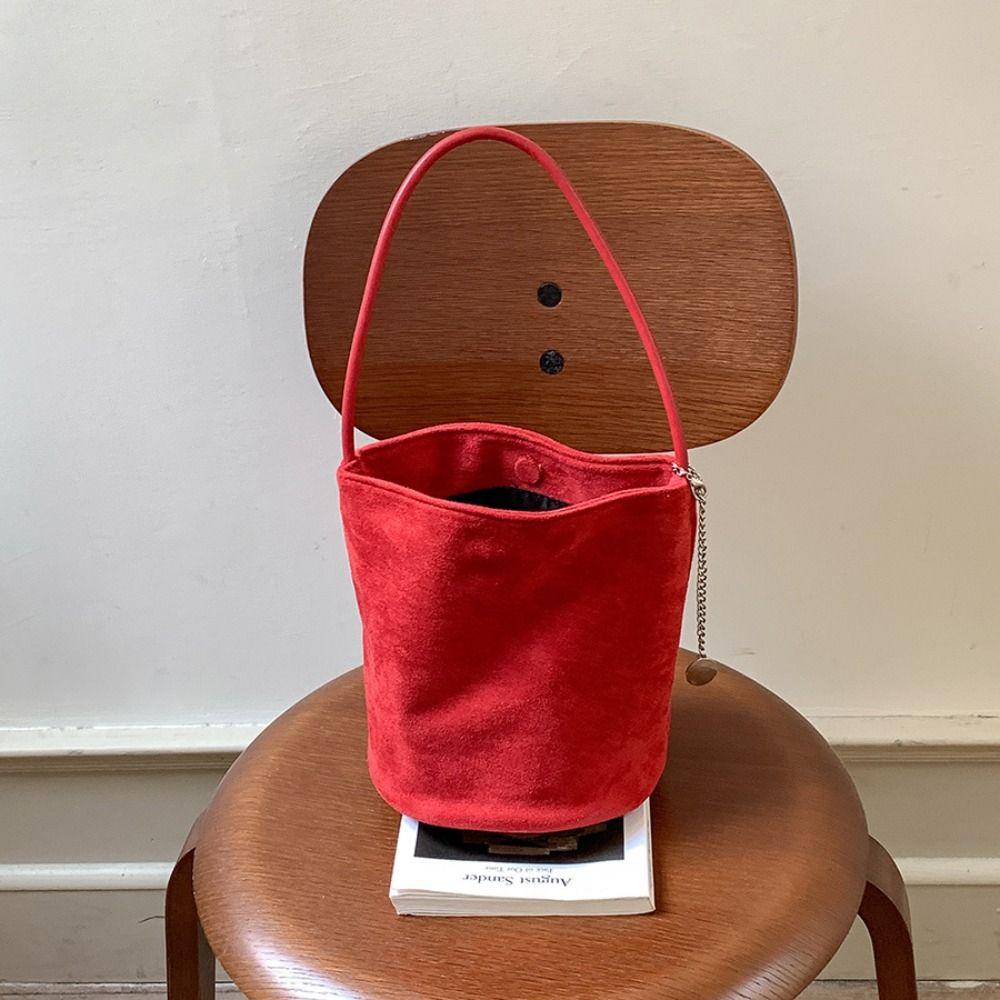 

Кошелек Замшевая Сумка-Ведро Винтажная Сумка Под Мышку Винтажная Матовая PU Кожа Сумка Через Плечо Женская красный
