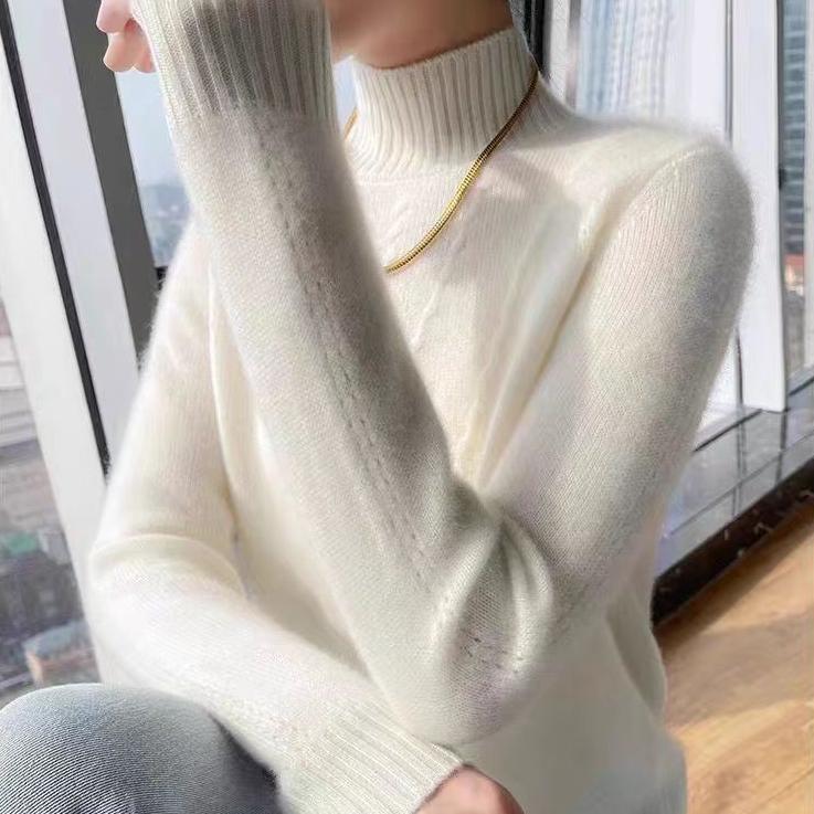 Sweater Women Loose Half Turtleneck Pullover for Women In Autumn and Winter with Thick Solid-color Knitted Top Worn Inside