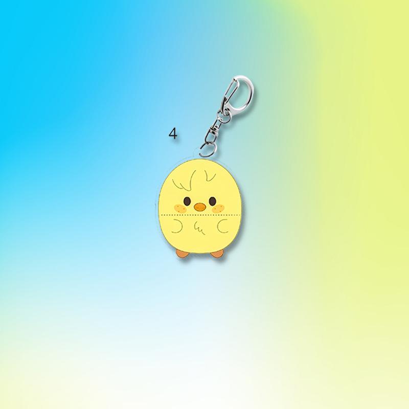 Stray Kids Acrylic Keychain with Lightstick Charm, Cute Sitting Cartoon Characters Bag Pendant, STAY Fans Kpop Accessory