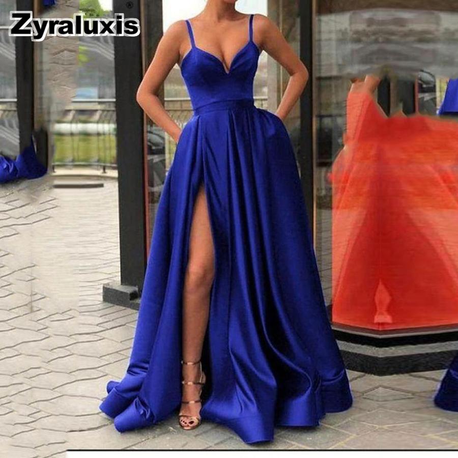 Neues Frühlings-Schlankheits-Farbblock-Träger-High-Low-Abend-Chiffonkleid