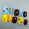 30Pcs Cute Cartoon Short Bean Shaped Press On Nails Autumn Winter Niche Design Fake Nails Gift For Girls And Friends